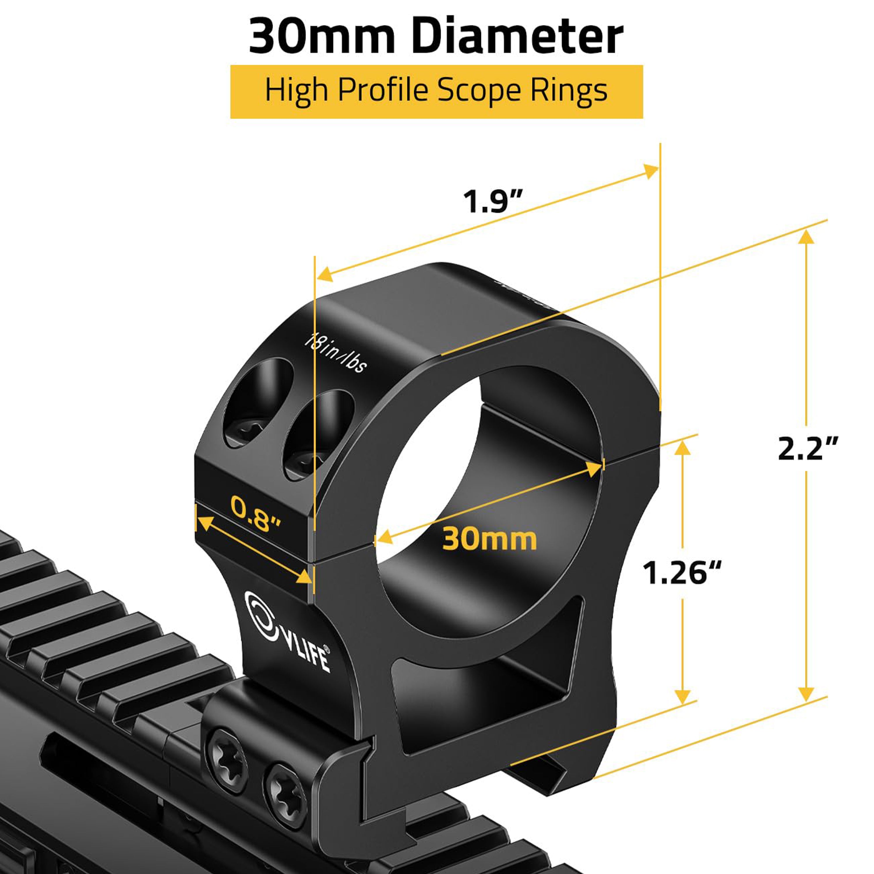 CVLIFE Precision 30mm Scope Rings Mount - 2 Pieces